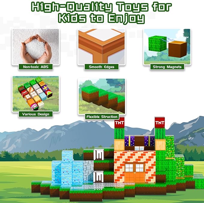 Magnetic Blocks - 120PCS Magnetic Building Blocks Toys,Toddler Montessori Game Creative Construction Toys for Boys Girls,Magnet Tiles Cubes STEM Sensory Toys Birthday Gift for Kids Ages 4 5 6 7 8 9 10