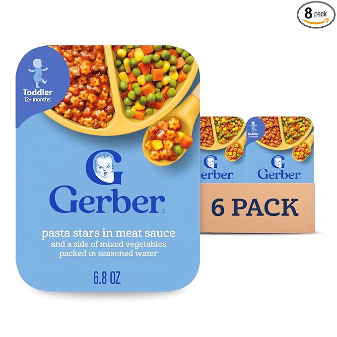 Gerber Toddler Food, Pasta Stars in Meat Sauce, Mealtime for Toddler, 8PK