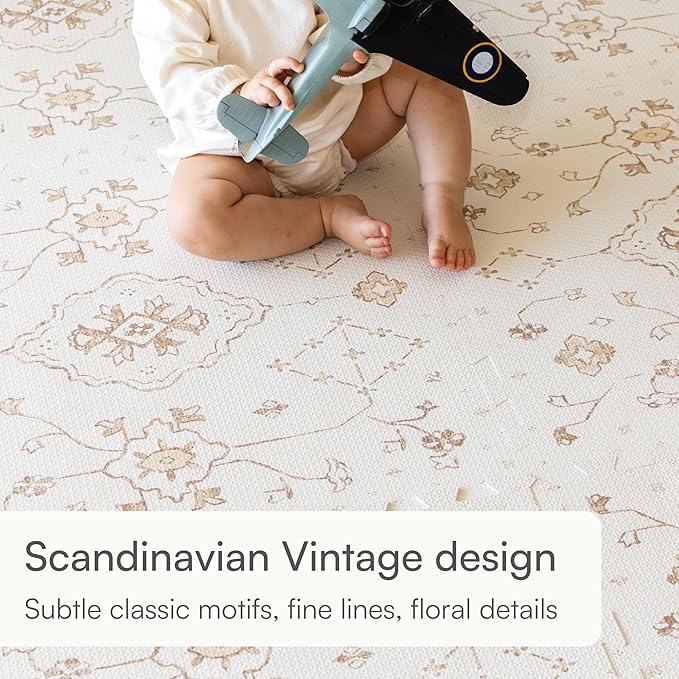 Lillefolk Baby Play Mat for Floor – 6x6ft Vintage Vanilla | Soft Non Toxic Premium EVA Foam Tiles for Tummy Time, Crawling & Playroom – Waterproof Floor Mat for Babies & Toddlers (9 Tiles)