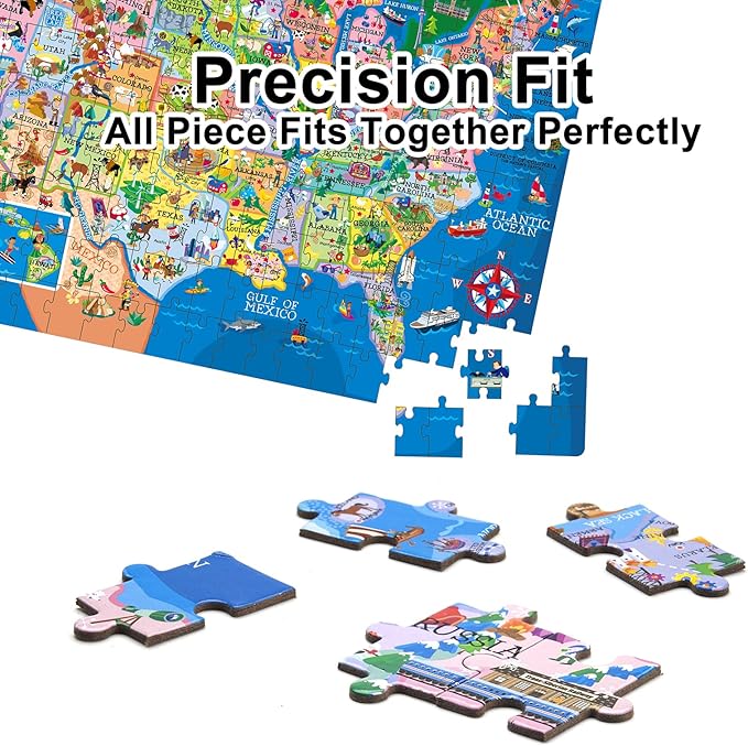 USA Map Puzzle for Kids - 200 Piece United States Puzzle - 50 States with Capitals for Kids Ages 4 and Up, America Jigsaw Puzzle Children’s Geography Puzzles Preschool Toys