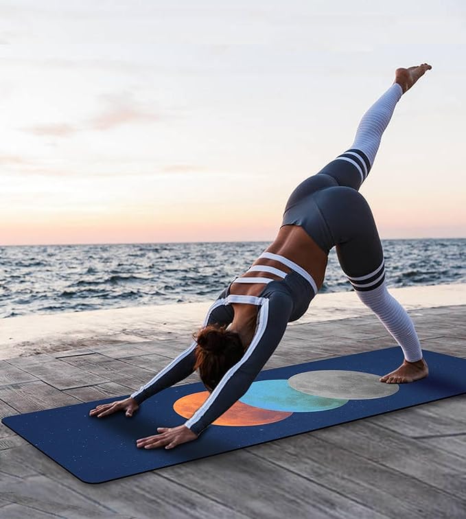 Non Slip Yoga Mat TPE Workout Mat for Men Women, Thick Workout Mat with Carrying Strap, Fitness Mats for Exercise, Yoga, Fitness, Pilates, Floor Workouts (72" x 24" x 6mm)