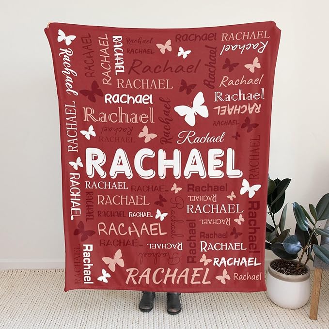 Personalized Throw Blanket with Name Custom Blankets Customized Baby Blanket for Girls Kids Adult Birthday Gift