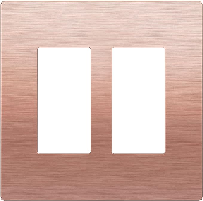 LIDER Double Decorator Metal Wall Plate, Temperature and Impact Resistant, 201 Stainless Steel, Screwless Cover, Modern Upgrade, Mid-Size 2-Gang 4.88” x 4.92”, Brushed Rose Gold, LSMWP-32M-BRG
