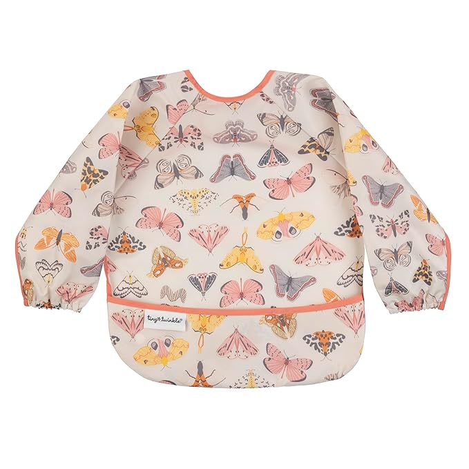 Tiny Twinkle Long Sleeve Bib for Babies & Toddlers – Waterproof Smock Bib for Eating – Machine Washable & Mess-Proof, Baby Feeding Essential & Shower Must-Have(Flutter, 6–24M)
