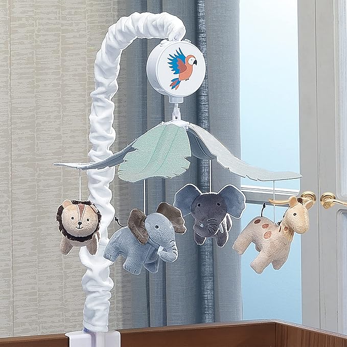 Lambs & Ivy Jungle Friends Musical Baby Crib Mobile Animals Soother Toy