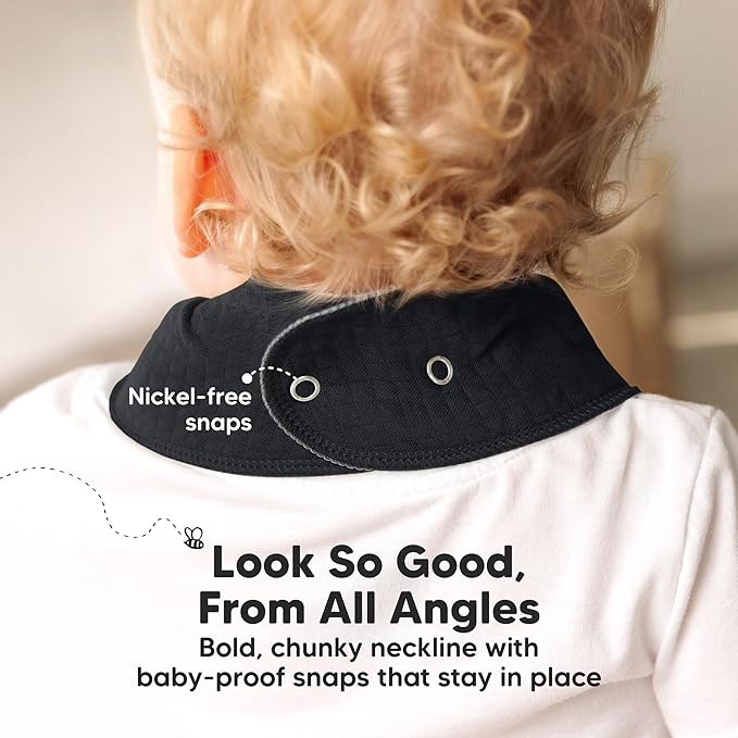 KeaBabies 8-Pack Bandana Bibs for Baby Girls, Boys - Organic Cotton Baby Bibs for Drooling & Teething Newborn, Toddler, Infant 0-36 months, Extra Soft, Absorbent Cloth with Snaps (Basic/Quin)