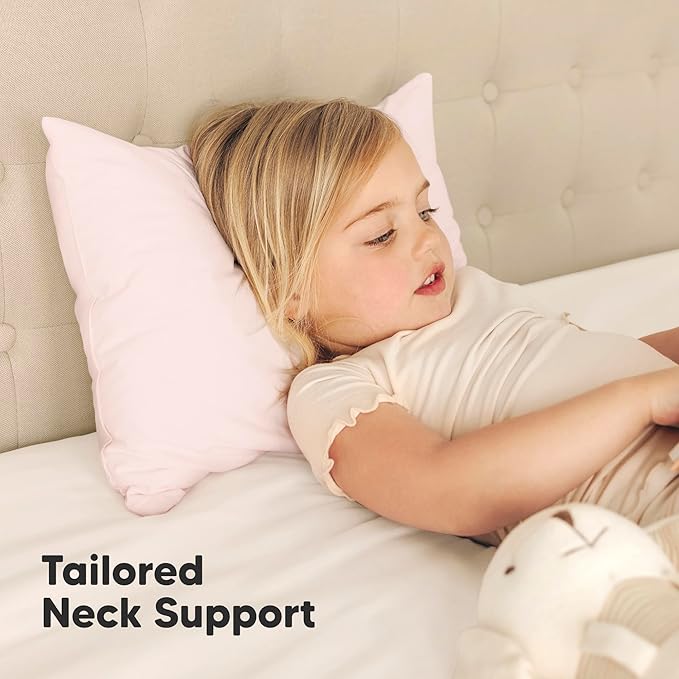 KeaBabies 2-Pack Toddler Pillow 13x18 - Soft Organic Cotton Kids Travel Bed Pillows for Sleeping, School, Nap, Machine Washable, Toddlers 2 to 5, Pillowcase Sold Separately (Mist Pink)