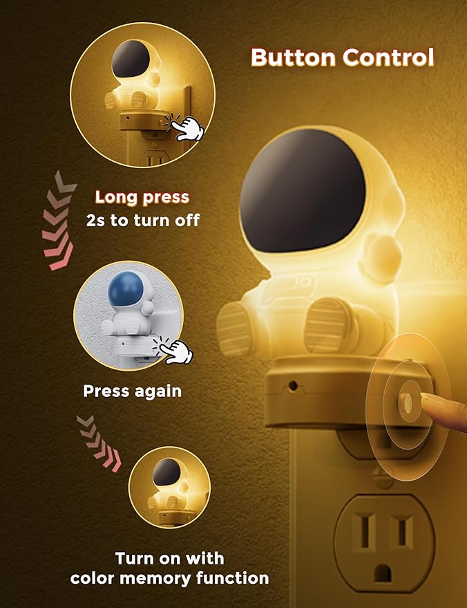 L LOHAS LED Night Light for Kids, 3D Space Night Light Plug in, Dusk to Dawn Nursery Night Lights, RGB+Soft White 3000K, 3 Lighting Modes, Room Decor, Children