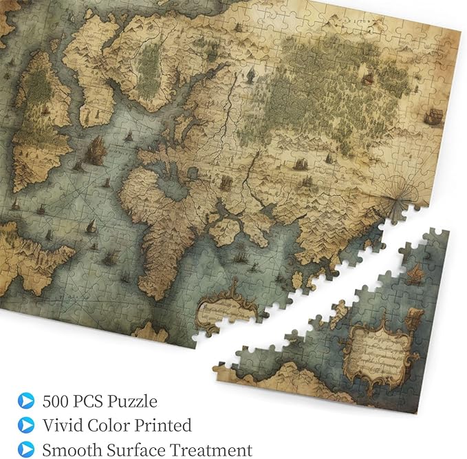 Cafemira 500 Pieces of Adult World map Wooden Jigsaw Puzzle,Relieve Stress and Enjoy The Fun of Solving Puzzles,Brain Challenge,Pleasure Both Body and Mind,Every Piece is Unique,