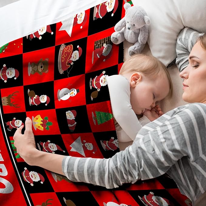 Ship Next Day - Custom Christmas Baby Blanket with Name | Multiple Styles Optional, Personalized Flannel Toddler Blanket, Christmas Swaddle for Boys & Girls, Xmas Decor Throw