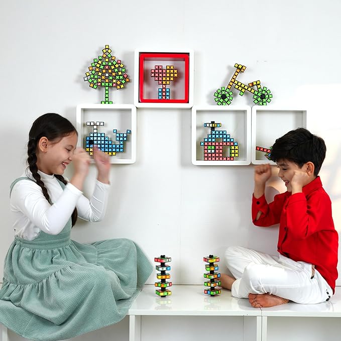 TOSY Magnet Fidget Spinner Mini - 8 Blocks, 3 in 1 Toy: Transformable Fidget Spinner, Infinity Cube, 2x2 Puzzle Cube, Stress Relief, STEM Magnet Tiles Birthday Gift for Kids/Boys/Girls/Adults, 4-Pack