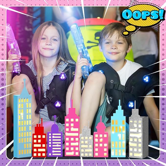 15 Pcs Hero Party Favor Boxes Skyscraper 3D City Box Skyline Buildings Heroes Candy Goodies Boxes Hero Theme Centerpiece Decorations Birthday Party Supplies (Fresh Color)