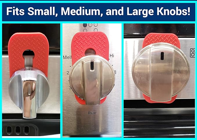 2025 Mom's Choice Winner- Gas Stove Knob Locks - Red Silicone Stove Knob Safety Covers for Toddlers, Pets - Child Proof Universal Size Knobs - Baby Proofing Protectors for Electric Stoves- 5Pcs