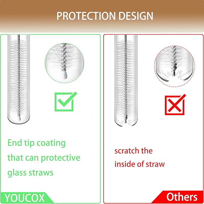 2 Pack 12-inch Straw Cleaner Brush, Reusable Metal Handles Straw Cleaner for 40/30/20 oz Stanley Mugs, 12mm Wide Cleaning Brush Suitable for Baby Bottles, Stainless Straw, Glass, Water Bottles