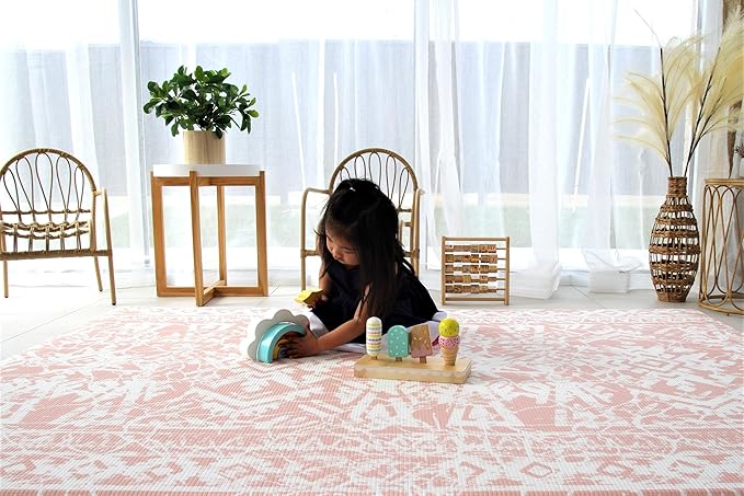 Cushmat Stylish Reversible Foam Play Mat (Large, Explorer - Coral Teal) - Soft, Waterproof, Durable Play mat for Infants, Babies, Toddler, Kids & Grownup - 6.5ft x 4.5ft