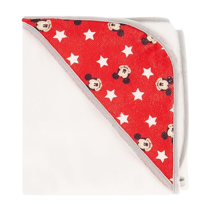 Disney Cudlie Baby Boy Mickey Mouse 2 Pack Rolled/Carded Hooded Towels in Little Stars Print