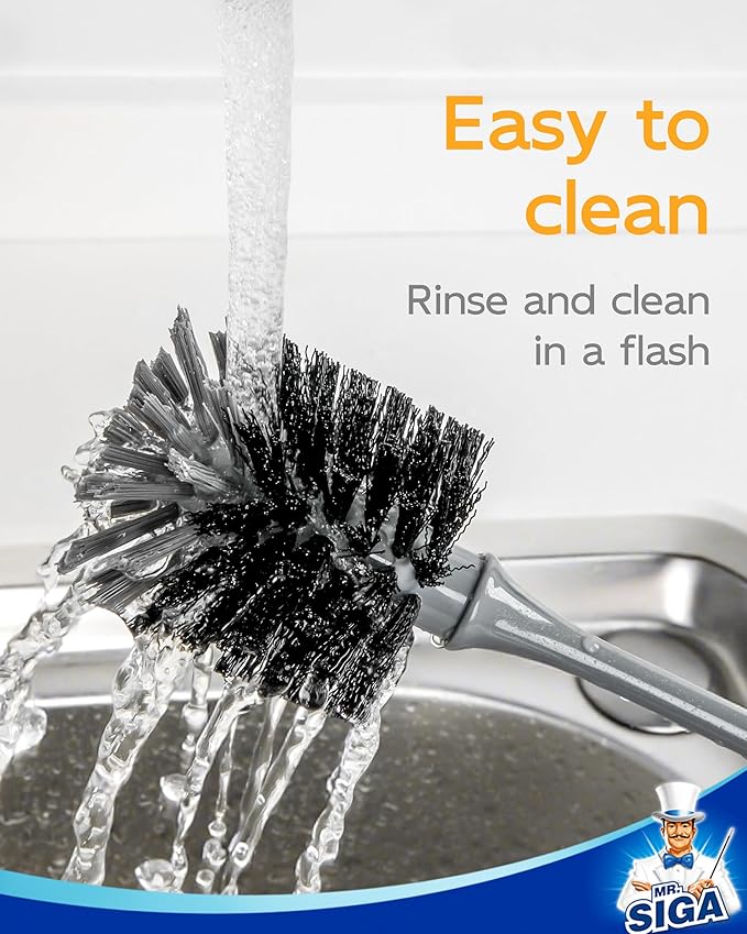 MR.SIGA Water Bottle Brush, Long Handle Bottle Brush for Water Glasses, Baby Bottles, Sports Bottles Cleaning, Gray, 2 Pack