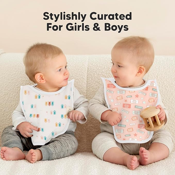 8-Pack Baby Bibs for Boys, Girls - Pullover Bibs for Drooling Teething Baby Girl & Boy Toddler, Newborn, Soft & Absorbent, Cute Colors, Large Torso Coverage Keep Infant Clean & Dry (Prism)