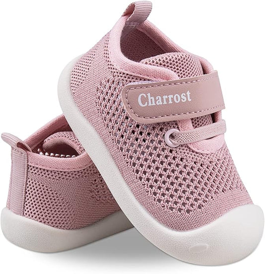 Baby First-Walking Shoes 1-4 Years Kid Shoes Trainers Toddler Infant Boys Girls Soft Sole Non Slip Cotton Canvas Mesh Breathable Lightweight TPR Material Slip-on Sneakers Outdoor