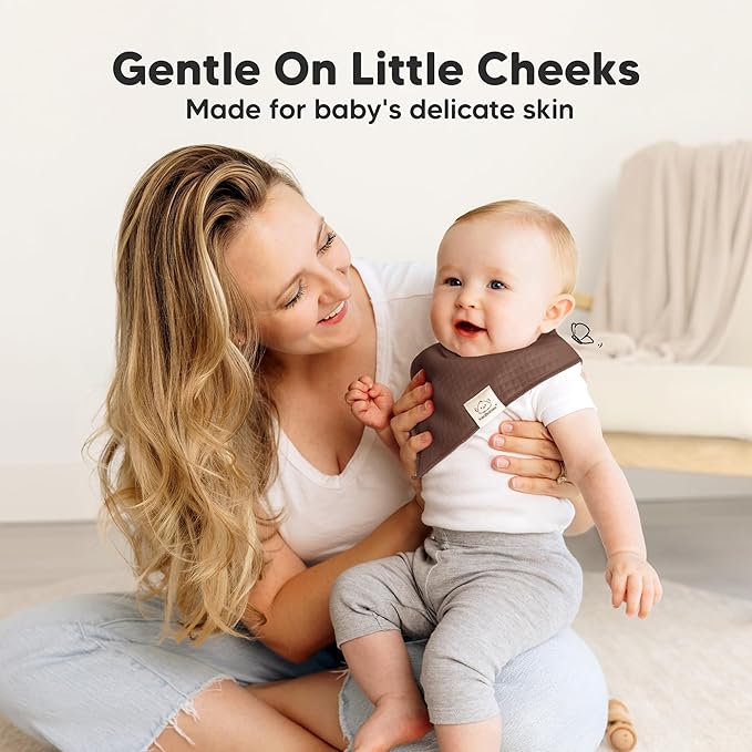 KeaBabies 8-Pack Bandana Bibs for Baby Girls, Boys - Organic Cotton Baby Bibs for Drooling & Teething Newborn, Toddler, Infant 0-36 months, Extra Soft, Absorbent Cloth with Snaps (Driftwood/Quin)