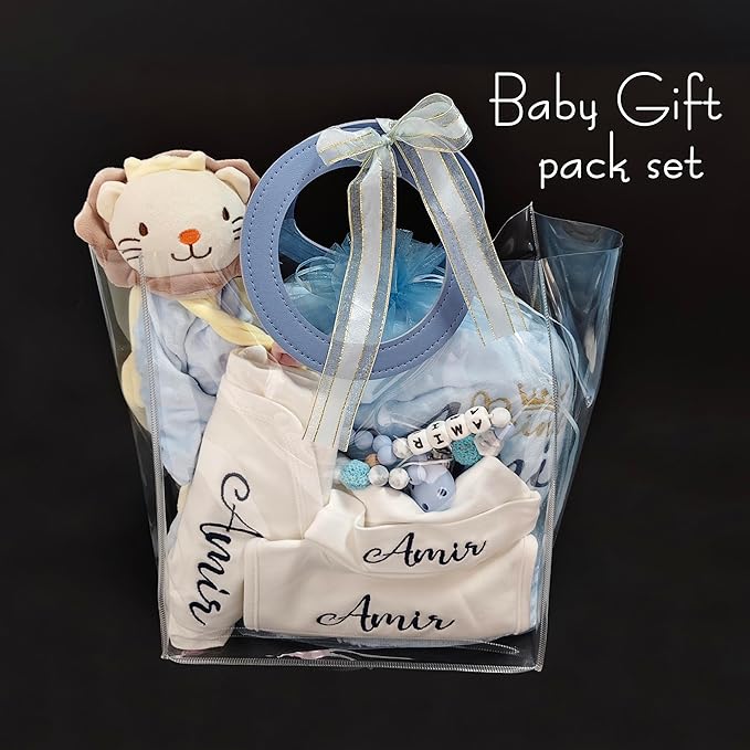 Bella's Giftshop Personalized Baby Blankets for Boys, Custom Embroidered Minky Fleece Baby Blanket with Name, Perfect Newborn Shower Christening Birthday Gifts, Ultra Soft, 27 * 35 inch-Blue