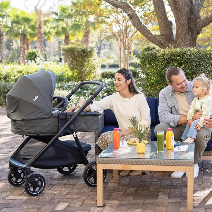 Joie Ginger LX 4-in-1 One-Hand Pramette Stroller - Convertible Pramette & Stroller, Newborn to Toddler (Dove)