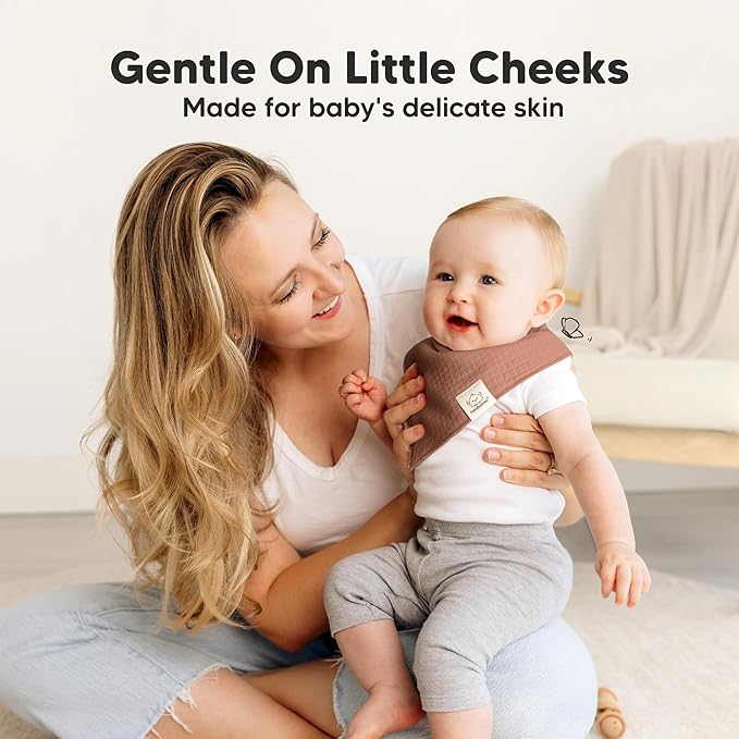 KeaBabies 8-Pack Bandana Bibs for Baby Girls, Boys - Organic Cotton Baby Bibs for Drooling & Teething Newborn, Toddler, Infant 0-36 months, Extra Soft, Absorbent Cloth with Snaps (Rosewood/Quin)