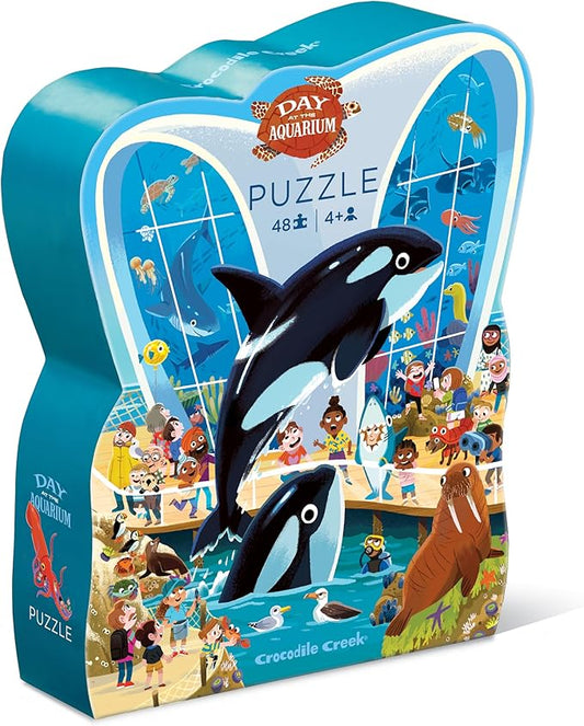 Crocodile Creek Above + Below 48-Piece Jigsaw Floor Puzzle - Fun Floor Puzzles for Kids Ages 4-8 - Day at The Aquarium - 18 x 24 inches Finished