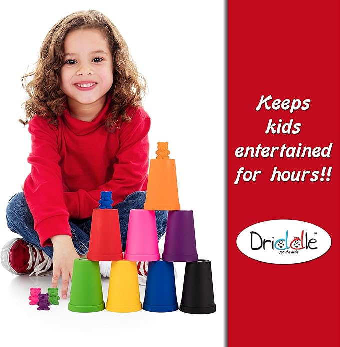 Colorful Counting Bears with Matching Cups - 80 Bears - Sort, Count & Color Recognition Learning Toy for Toddler & Kids - Montessori Education - Preschool Game