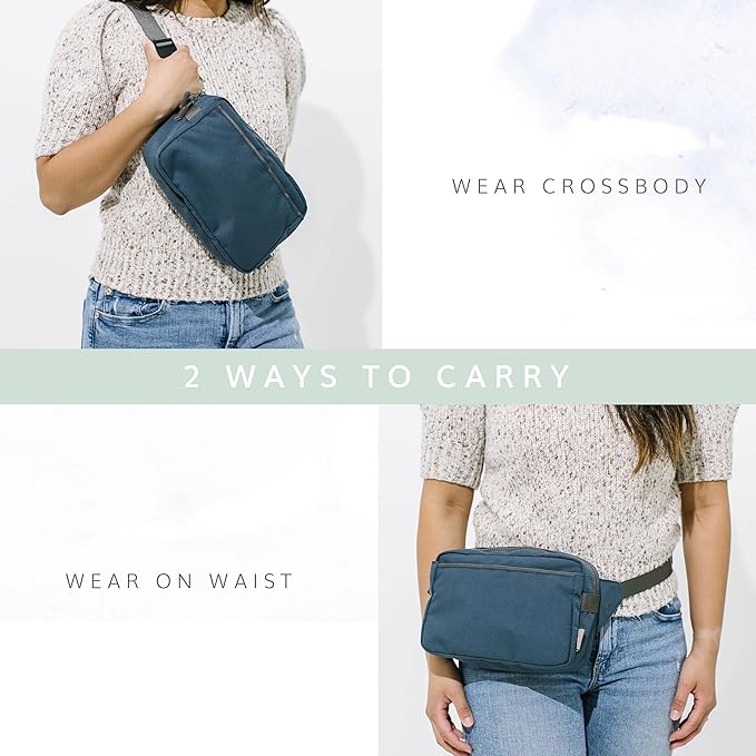 Red Rovr Everyday Joey Belt Bag | Organization & Zipper pockets |Adjustable Strap for All Ages (Navy)
