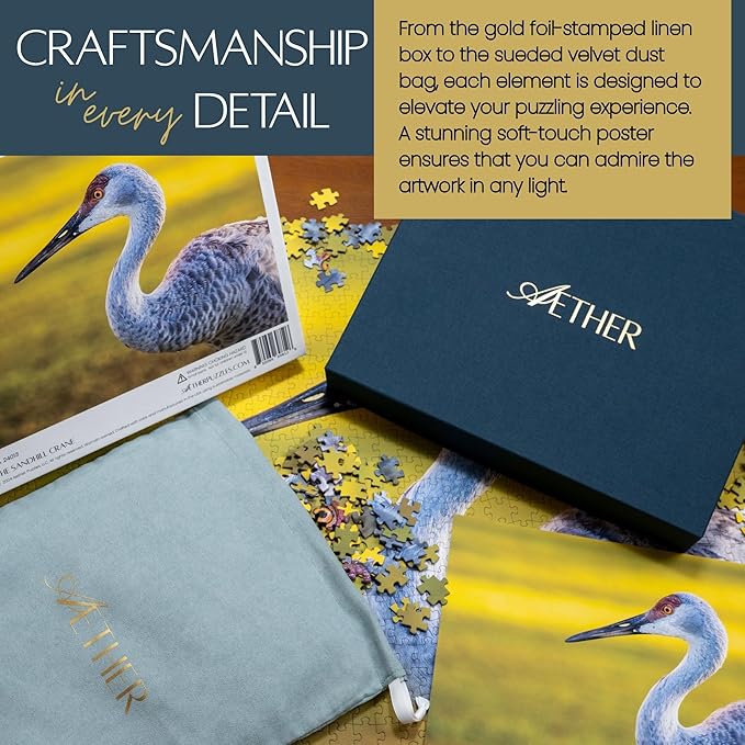 The Sandhill Crane Puzzle, Premium 1000 Piece Jigsaw Puzzle for Adults, Glare-Free, Soft-Touch Puzzles, Made in USA, 26.6" x 19.25"