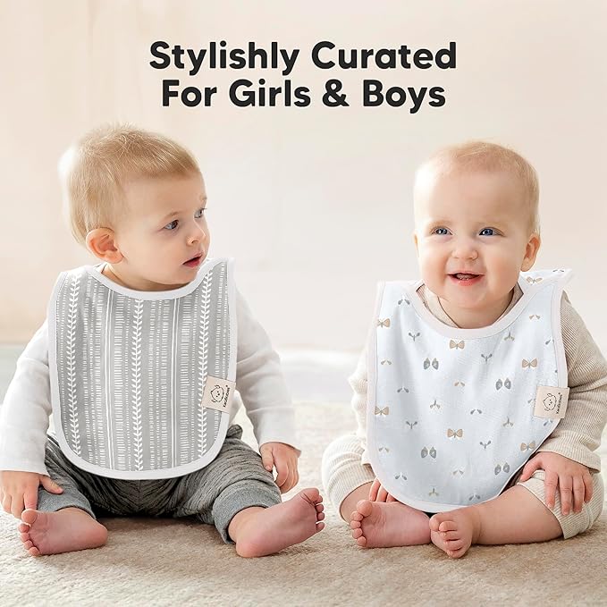 8-Pack Baby Bibs for Boys, Girls - Pullover Bibs for Drooling Teething Baby Girl & Boy Toddler, Newborn, Soft & Absorbent, Cute Colors, Large Torso Coverage Keep Infant Clean & Dry (Prairie)