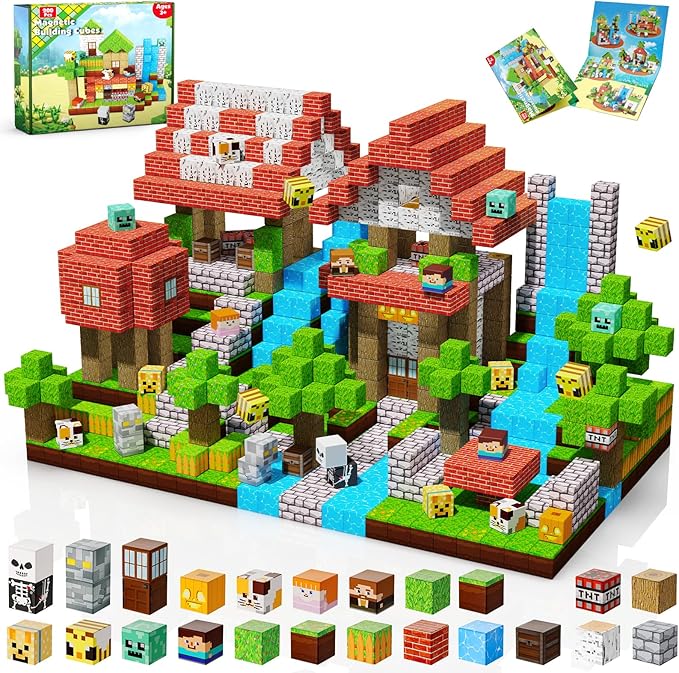 Magnetic Blocks-200PCS Magnetic Building Blocks, Magnets Cubes 2025 Upgraded Stacking Magnets for Kids Forest River Indoor Construction STEM Toys, Christmas Birthday Gifts for Boys & Girls Ages 3+