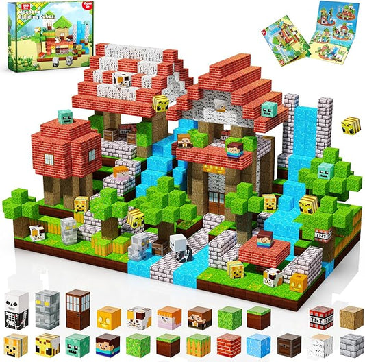 Magnetic Blocks-200PCS Magnetic Building Blocks, Magnets Cubes 2025 Upgraded Stacking Magnets for Kids Forest River Indoor Construction STEM Toys, Christmas Birthday Gifts for Boys & Girls Ages 3+