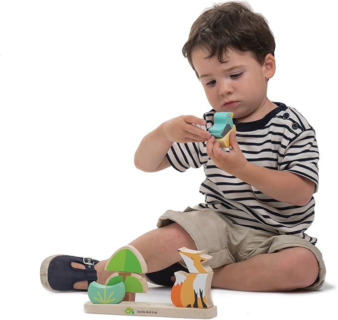 Tender Leaf Toys - Foxy Magnetic Stacker - 8 Piece Wooden Stacking and Balancing Toy & Educational Game with Travel Bag - Develops Strategic Thinking & Fine Motor Skills - Kids 18 Months +