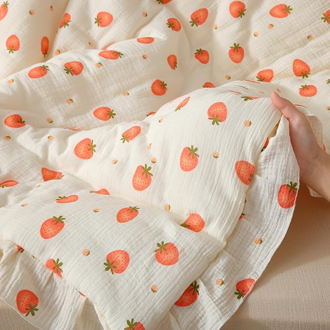 100% Cotton Muslin Crib Comforter/Quilt,Ultra Soft Cozy Reversible Baby Blanket,All Season Toddler Blankets for Boys and Girls, Machine Washable,41"x48"