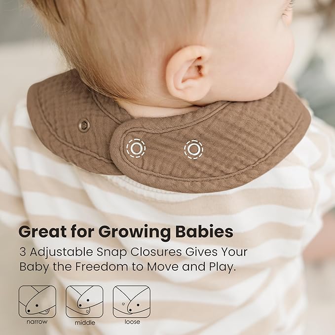 Konssy 10-Pack Muslin Baby Bibs, Soft Cotton Bandana Bibs for Drooling & Teething, Unisex Solid Colors for Boys & Girls, Newborn & Infant