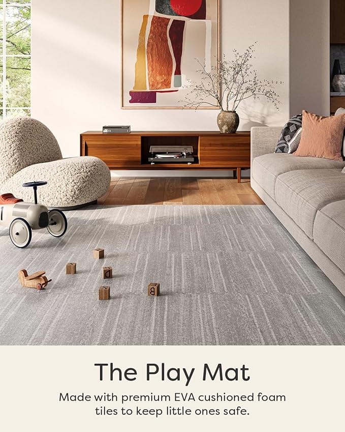 House of Noa Baby Play Mat – 4x6 Dove Aspen – Set of 6 Tiles – Cushioned EVA Foam Play Mat for Floor, Soft Interlocking Baby Crawling Mats for Hard Floors