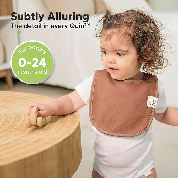 8-Pack Organic Baby Bibs for Girls, Boys - Quilted Cotton Cloth Baby Drool Bibs for Drooling and Teething Toddler, Newborn, Infant, Soft & Super Absorbent (Rosewood)