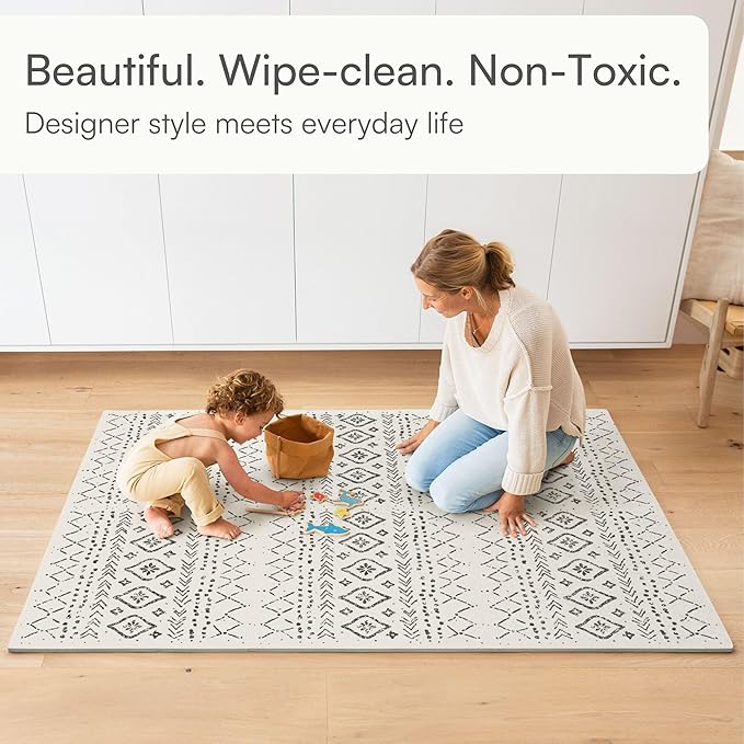 Lillefolk Baby Play Mat for Floor – 4x6ft Boho | Soft Non Toxic Premium EVA Foam Tiles for Tummy Time, Crawling & Playroom – Waterproof Interlocking Floor Mat for Babies & Toddlers (6 Tiles)