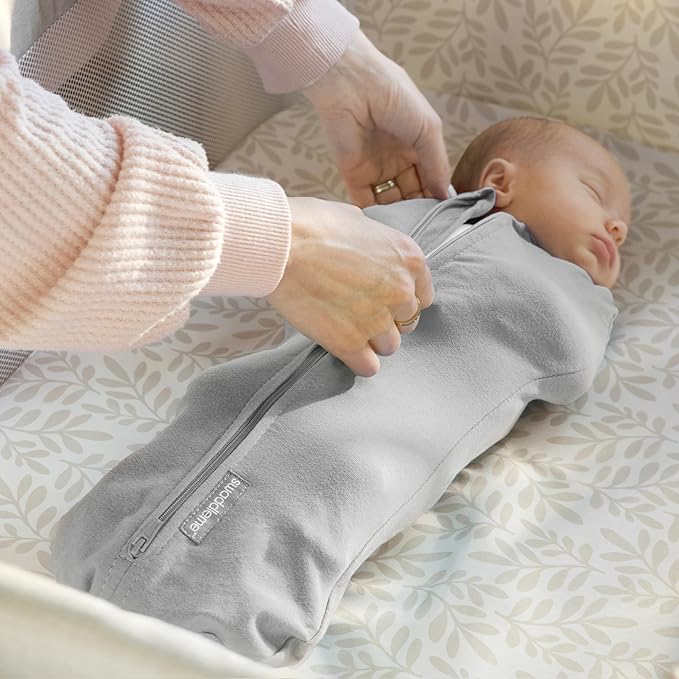 SwaddleMe by Ingenuity Compression Baby Swaddle Pod, Two-Way Zipper for Easy Diaper Changes, Improves Sleep & Calms Startle Reflex, 0-2 Months, 1.0 TOG, 2-Pack - I Heart You