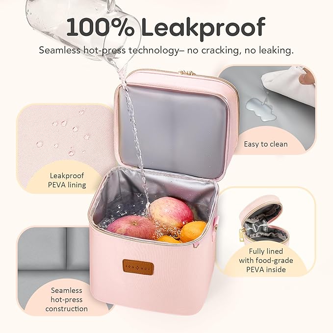 Breastmilk Cooler Bag with Ice Pack & Pacifier Case, Large Double Layer Insulated Baby Bottle Cooler Fits 6 Bottles, Breast Pump Storage Bag for Working Nursing Moms, with Gift Box