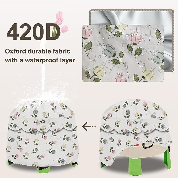Kids Water Table Cover Fit Little Tikes Fish 'n Splash Water Table, Waterproof Dust Proof Outdoor Toys -Cover only,34"Dx20"H (Flowers)