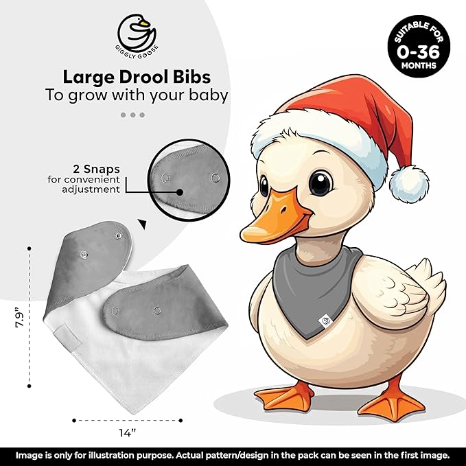 3 Pack Baby Bibs for Boys & Girls | Cotton, Absorbent Drooling & Teething Bib | Thick, Adjustable Snap-on