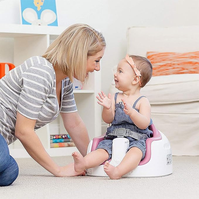 Bumbo 3-in-1 Multi-Seat for 6 to 36 Months, Travel Baby Feeding & Play Floor Seat, All-in-One Portable Booster with Tray & Toddler High Chair, Cradle Pink