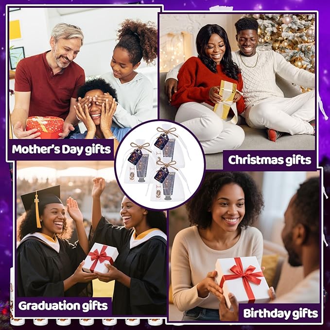 24 Sets Christian Hand Cream and Lip Balm Gift Set Christmas Christian Gift for Women Travel Size Hand Lotion Bible Verse Lip Balm Bulk for Baby Bridal Shower Mom Holiday (African American)