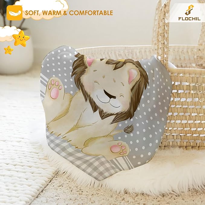 Personalized Baby Blankets, Custom Baby Blanket - Baby Blanket with Name for Boys, Best Gift for Baby, Newborn Elephants Flush Fleece (30x40) (Lion)