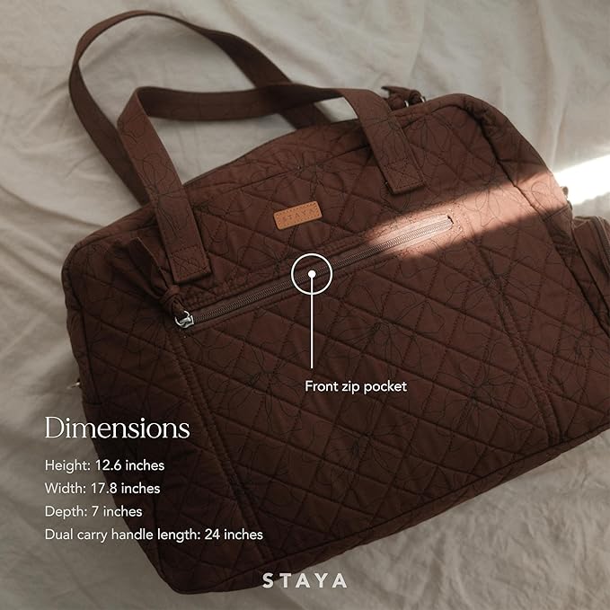 Staya Quilted Duffle Bag - Perfect Travel Companion, Quilted Weekender Bag for Women, (Cacao)