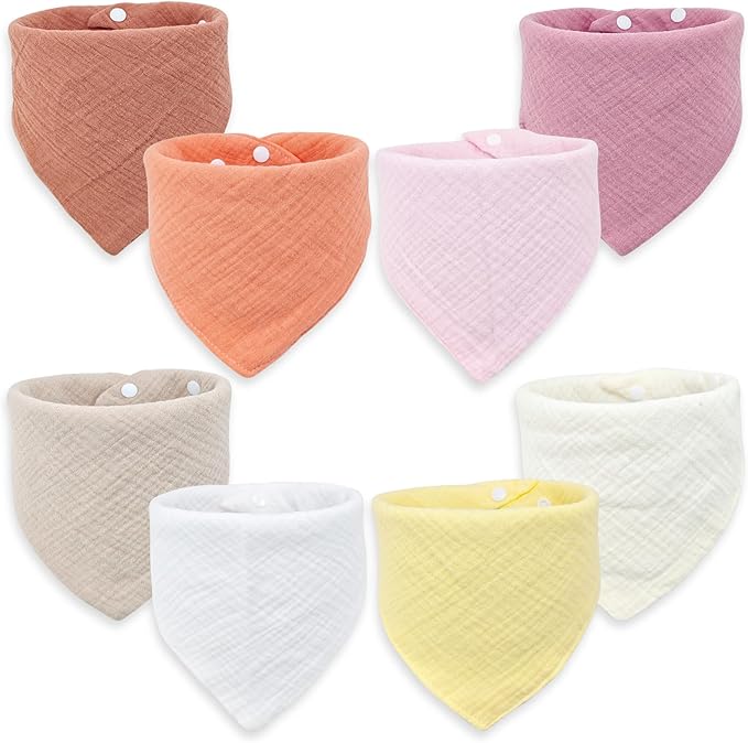 Baby Bibs Muslin Bibs 8 Pack for Drooling and Teething for Unisex Girls Boys