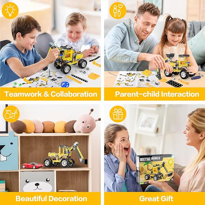 Lucky Doug Stem Building Projects Toys for Kids Boys 8 9 10 11 12 Year Old, Metal Building Construction Model kit, Building Blocks DIY Toy